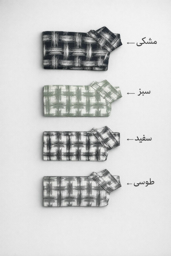 پیراهن پارچه پنبه طرح دار سایزکوچک آستین بلند مردانه