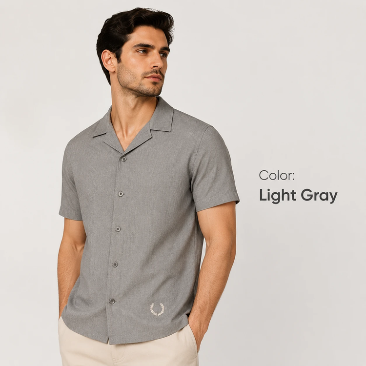 پیراهن مردانه آستین کوتاه نخ پنبه خارجی مدل ساده اندامی (Slim Fit) خنک و سبک