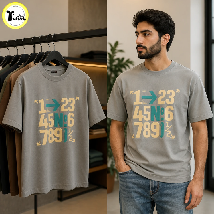 تیشرت پنبه مردانه چاپ گرافیکی Numbers Style