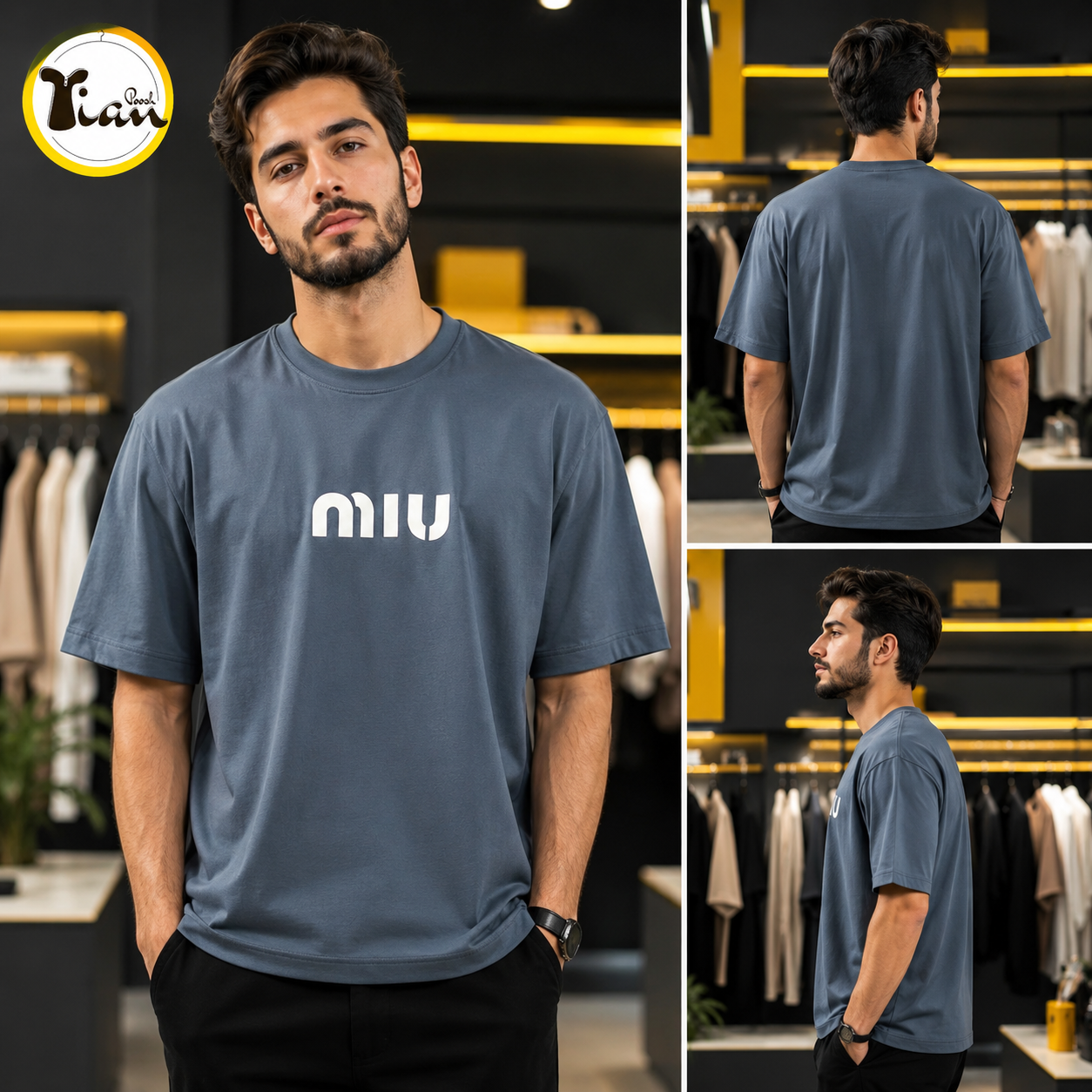تی‌شرت مردانه پنبه ماکان مدل MIU با تن‌خور باکسی