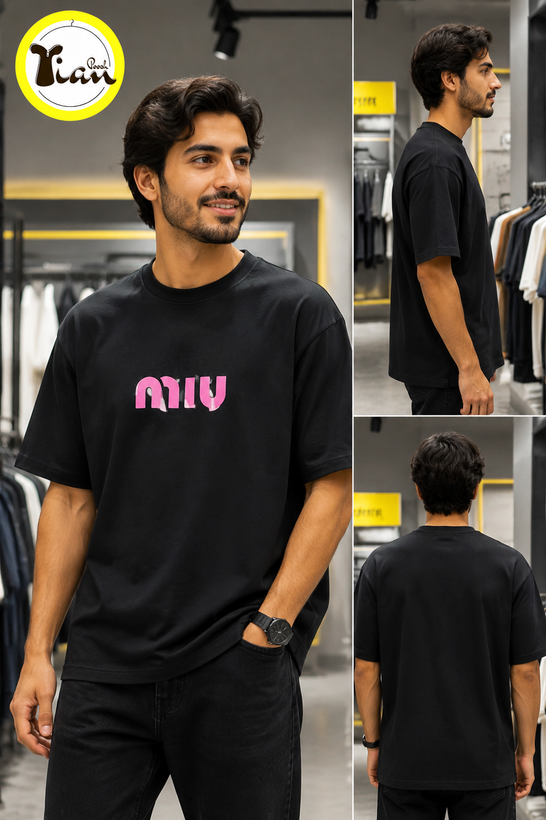 تیشرت مردانه پنبه ماکان مدل MIU با تنخور باکسی