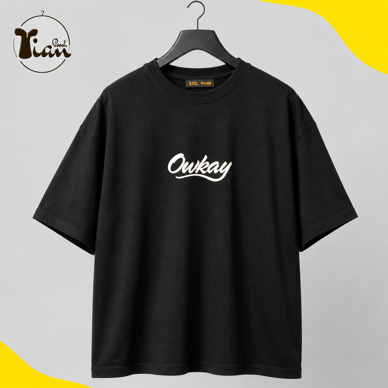 تیشرت تمام پنبه قواره‌دار طرح Owkay