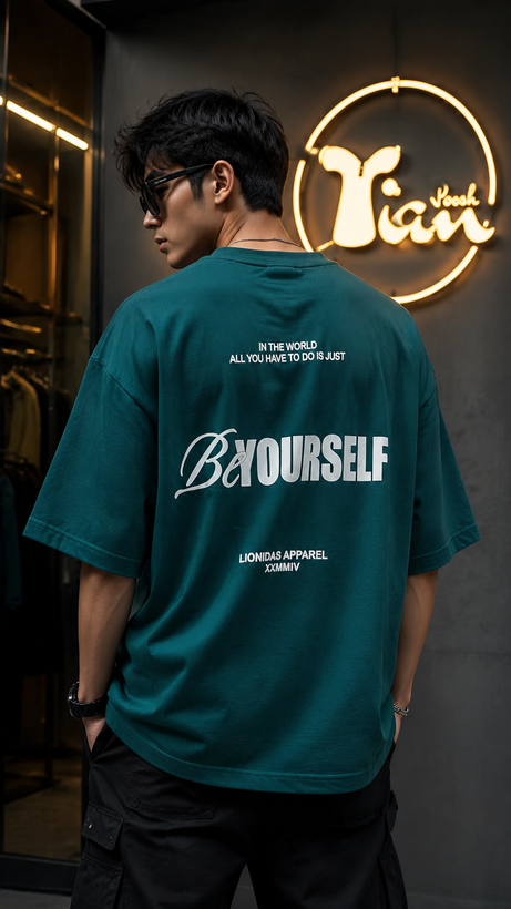 تیشرت قوار باکسی چاپدار طرح yourself