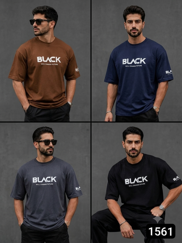 تیشرت قواره لش باکسی مردانه طرح Black