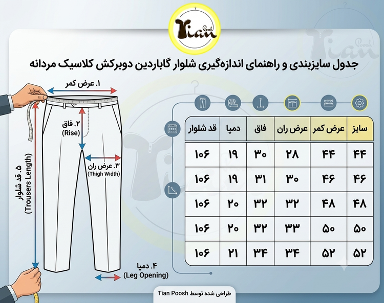 شلوار پارچهای مردانه کلاسیک مدل گاباردین دوبرکش