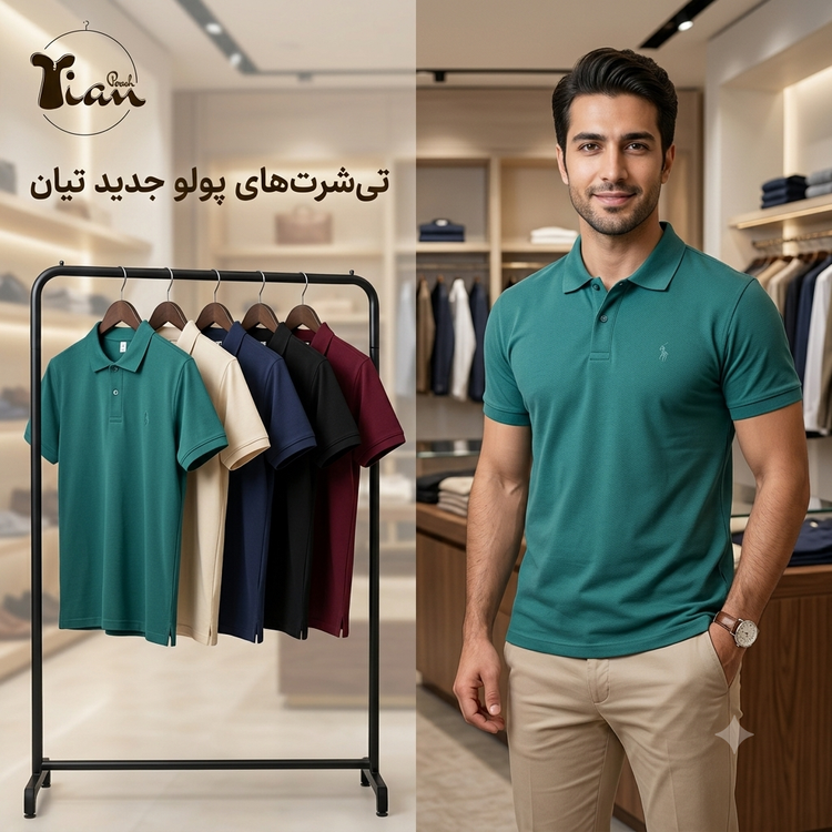 تیشرت پارچه جودون یقه دار باگلدوزی پولو