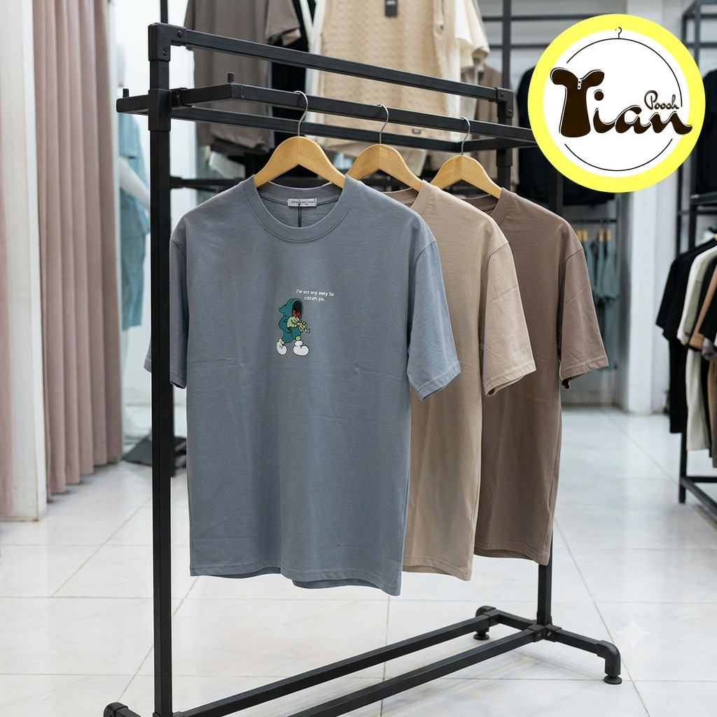 تیشرت پنبه‌ای لش باکسی طرح فانتزی